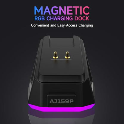 DAIDAI AJAZZ AJ159P Wireless Gaming Mouse with RGB Charging Dock, PAW3395 26K DPI Sensor, 56G Lightweight Ergonomic Mouse, 5 Programmable Buttons, 80 Million ASIN Switch - color: AJ159P Black