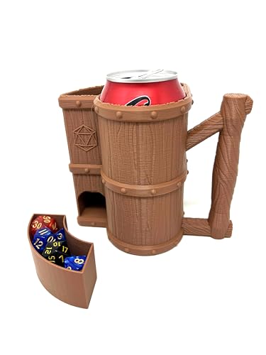 MunnyGrubbers - Mug Dice Tower - No Paint Odorless Insulated Cup Can Dice Tower - (Random 7PCS D20 Dice Set Included) - Dice Jail - Dice Holder - Dungeons and Dragons - DND Gift - (Brown) - color: Brown