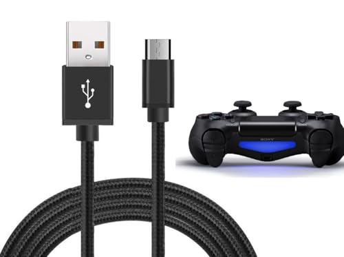 PS4 Controller Charger Charging Cable 10FT Micro USB Cord Nylon Braided Playstaion 4 Charger for Sony PlayStation 4 Pro/ PS4 Slim/ PS4 Dualshock 4 Controller,for Xbox One X/S/One Elite Controller - color: Black, size: 1 PACK 10FT