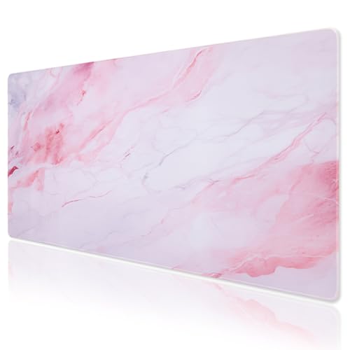 Pink Marble Mouse Pad, DOBAOJIA Cloth Mouse Pad, Large Desk Mat for Keyboard and Mouse, Gaming Mouse Mat, Spill-Proof Surface and Anti-Skid Base, XXL 31.5” x 15.8” 80 x 40cm | DOBAOJIA XXL Gaming Mouse Mat,Desk Mat,PC Mat,Spill Proof Surface and Non-Slip