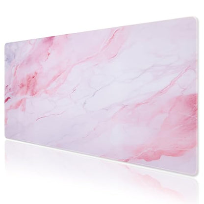 Pink Marble Mouse Pad, DOBAOJIA Cloth Mouse Pad, Large Desk Mat for Keyboard and Mouse, Gaming Mouse Mat, Spill-Proof Surface and Anti-Skid Base, XXL 31.5” x 15.8” 80 x 40cm | DOBAOJIA XXL Gaming Mouse Mat,Desk Mat,PC Mat,Spill Proof Surface and Non-Slip