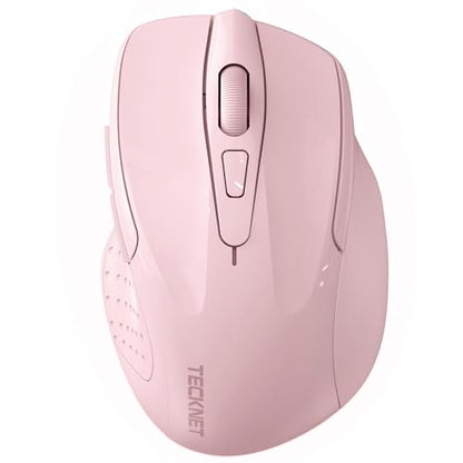 TECKNET Wireless Mouse, BT 5.0/2.4G, Silent 4800 DPI 6 Buttons, Pink | Bluetooth 5.0/3.0 & USB A, 2-Device Easy Switch, Wide OS Compatible, 6-DPI, Ergonomic for S/M Hands, Extended Battery - color: Pink