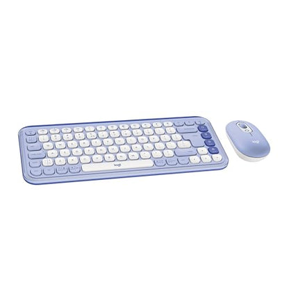 Logitech POP ICON Combo, Wireless Bluetooth Keyboard and Mouse, Comfortable Typing, programmable Keys and Buttons, Quiet clicks, Easy-Switch up to 3 Devices - Lilac - color: Lilac, style: Combo