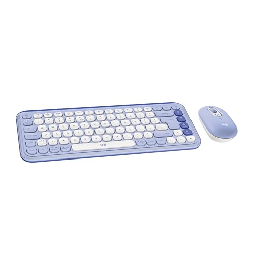 Logitech POP ICON Combo, Wireless Bluetooth Keyboard and Mouse, Comfortable Typing, programmable Keys and Buttons, Quiet clicks, Easy-Switch up to 3 Devices - Lilac - color: Lilac, style: Combo