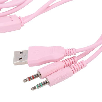 ASHATA Wired Gaming Headset, Computer Headset with Noise Cancelling Mic, 7.1 Surround Sound RGB Headphones 50mm Driver Unit Memory Foam Earpads, 3.5mm Wired (Pink) - color: Pink