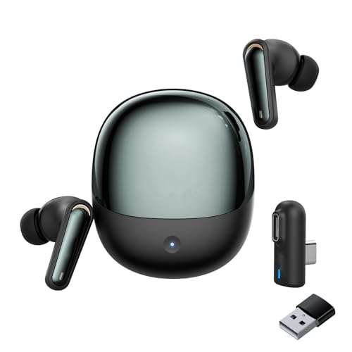 VBESTLIFE Wireless Gaming Earbuds, 2.4G Bluetooth 5.4 Dual Mode Earbuds with ENC Mic and USB C Dongle for Phone Tablet Laptop PC Game Console VR (Black) - color: Black