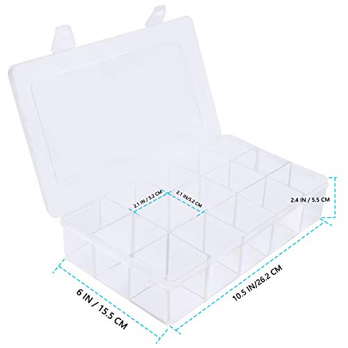 Gospire 15 Large Grids Clear Plastic Jewelry Box Organizer Storage Container with Removable Dividers (15 Grids - Clear) - color: Clear-15 Grids