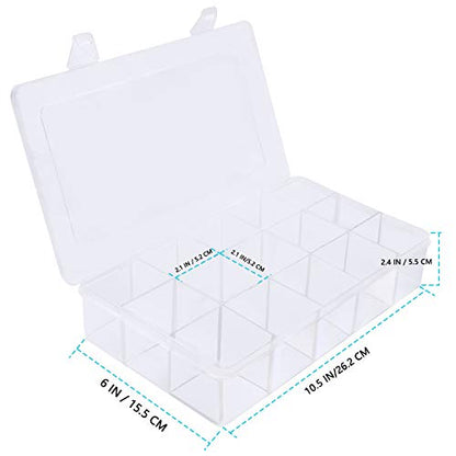 Gospire 15 Large Grids Clear Plastic Jewelry Box Organizer Storage Container with Removable Dividers (15 Grids - Clear) - color: Clear-15 Grids