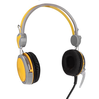 Noise Cancelling Gaming Headphones Clear Sound and Microphone for Computer Players (Yellow) - color: Yellow