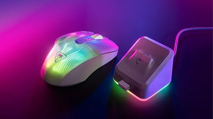 Turtle Beach Kone XP Air Wireless RGB Gaming Mouse for PC | 19K DPI Sensor, Rechargeable 100-Hr Battery, Charging Dock, 29 Programmable Inputs, Ergonomic, Bluetooth, 4D Wheel, White - color: White