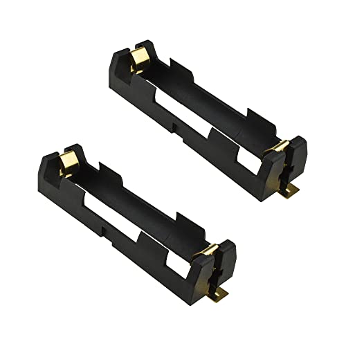 HAHIYO 18650 1 Slot Battery Holder Clip Storage Case Copper Good Contacts 3.7V DIY Charging Power Not Leak Secure Snug Hold Wide Tab Easy Solder Remove for Circuit PCB SMT Parallel Pin 2PCS - style: 18650(Parallel Pin-1 Slot)-2P