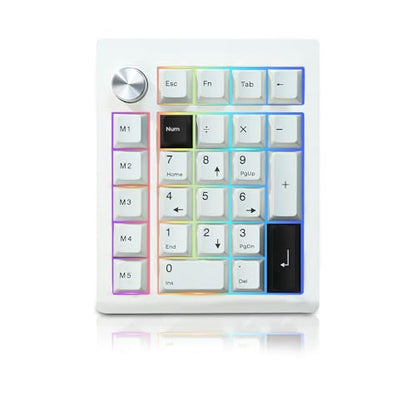 FKZ GMK26 Mechanical Numpad,Gasket VIA Macro Numeric Keypad Hot Swap Wireless 2.4G/BT5.0/Wired USB-C RGB Backlit 26 Keys Mini Protable Number Keyboard Programmable for Win/Mac/Gaming (White) - color: White