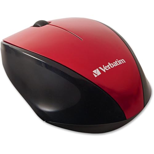 Verbatim 97995 Wireless Multi-Trac Mouse 2.4GHz with Nano Receiver - Ergonomic, Blue LED, Portable Mouse for Mac and Windows - Red - color: Red