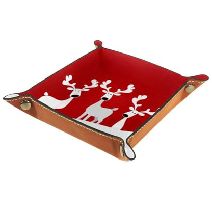Christmas Reindeer Dice Tray Folding Square PU Leather Dice Rolling Tray | Portable Dice Trays for Dice Games Like RPG, DND and Other Table Games, Folded 4.5x4.5x1.2inch - color: Christmas Elk Reindeer