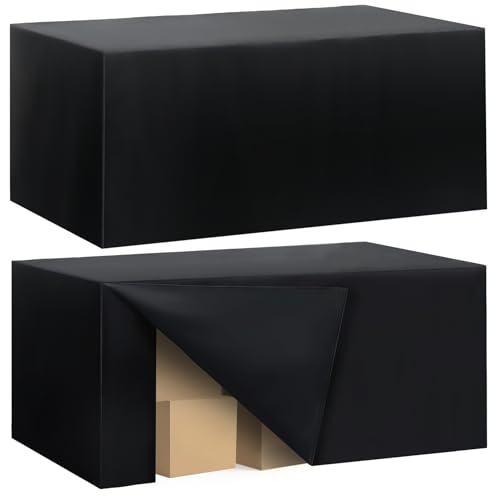 Ascoza 2 Pack Fitted Tablecloth for 8 Foot Rectangle Tables 96 x 30 Inch Black Table Covers Water Resistant Polyester Table Cloth for Wedding, Parties,Display, Trade Show (Black) - color: Black, size: 8FT