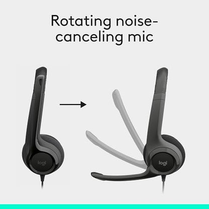 Logitech H390 Wired Headset PC/Laptop Stereo Headphones - Black | For PC/Laptop, stereo headphones, microphone, in-line controls, works with Chromebook - color: Black, style: USB-A