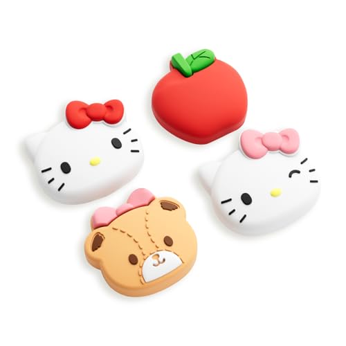 Kuitmor Thumb Grip Caps Compatible with Nintendo Switch 2, Silicone Joystick Grip Caps for Switch 2025, 4pcs, Cute Cat Style, White & Red - color: Hello Kitty(White & Red)