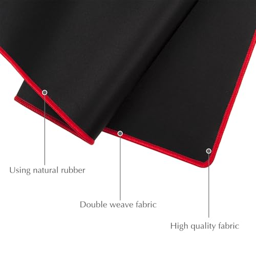 JIALONG Large Gaming Mouse Pad, Extended Mousepad with Red Stitched Edges, XXL Desk Mouse Mat, Big Computer Keyboard Pad for Gaming and Office, 35.4 x 15.7 inches - color: Red Stitched Edges