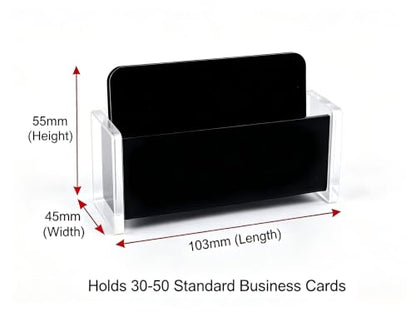 Acrylic Business Card Holder, Black, Clear Horizontal 1 Slot Desktop Organizer, 60 Card Capacity, Display Stand for Desk (L) - size: L