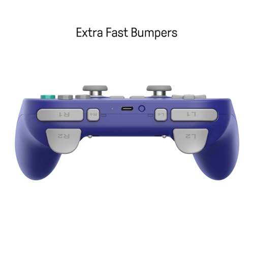 8Bitdo Pro 3 Bluetooth Controller with Charging Dock - Purple | Swappable ABXY Buttons, TMR Joysticks, Hall Effect Triggers, Back Buttons, Switch/Switch 2, Windows, Apple, SteamOS, Android - color: Purple
