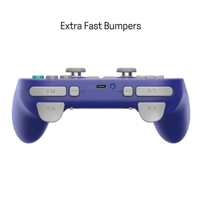 8Bitdo Pro 3 Bluetooth Controller with Charging Dock - Purple | Swappable ABXY Buttons, TMR Joysticks, Hall Effect Triggers, Back Buttons, Switch/Switch 2, Windows, Apple, SteamOS, Android - color: Purple