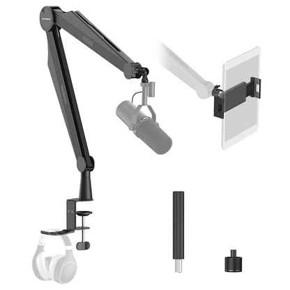 Mic Boom Arm Microphone Arm for Blue Yeti Shure Sm7b Hyperx QuadCast Rode At2020 and Fifine Upgraded Mic Stand with Tablet and Headphone Holder for Gaming Podcasting and Streaming CAPTAIN PRO - color: 3 Pro.