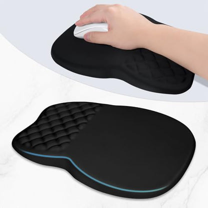 ITNRSIIET Ergonomic Mouse Pad Wrist Support with Memory Foam Massage Bulge & Non-Slip PU Base, Carpal Tunnel Pain Relief, Prevent Wrist Sweating, 12 x 8 x 1.2 inch, Black - color: Black