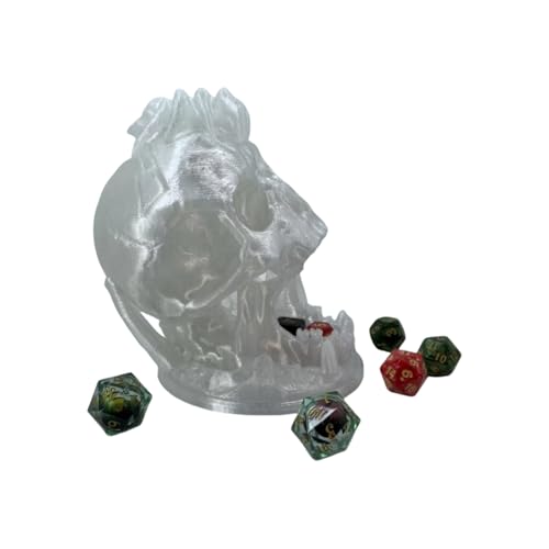 Skull Dice Tower Dungeons and Dragons RPG abletop Roleplaying Game Jail D&D (Random 7PCS D20 Dice Set Included) Crystal - color: Crystal