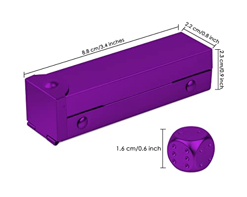 DS.DISTINCTIVE STYLE Aluminum Alloy Dice 5 Pieces 16mm Portable Metal Dices with Case 6 Sided Dice for Party Game - color: Purple, style: Rectangle