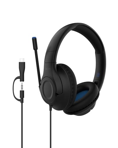 Belkin SoundForm Inspire Wired Kids Headphones, USB-C & 3.5mm | Over-ear headset, boom mic, 85dB safe volume limit, RockStar shared listening mode, school, online learning - color: Black, style: Wired