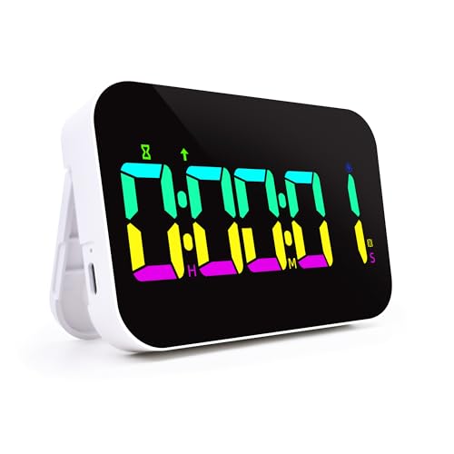 Kitchen Digital RGB Timer, Count Down Up, Rechargeable, Vibration Mode Adjustable Volume and Brightness LED Display, Time Management Cook, Desk, Kids Adults Study Teaching, Kitchen Gadgets - color: Rgb- Cyclic Timing