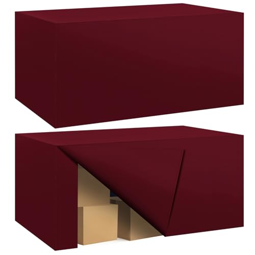 Ascoza 2 Pack Fitted Tablecloth for 6 Foot Rectangle 72 x 30 Inch Burgundy Table Covers Water Resistant Polyester Cloth for Folding, Parties,Display, Trade Show (Burgundy) - color: Burgundy, size: 6FT