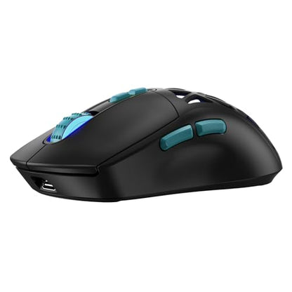 Wireless Gaming Mouse, Rechargeable&Rechange Shell,RGB Programmable Macro Mouse, Lightweight Mouse,10000 DPI,Tri-mode Wired/BT 5.0/2.4GHz Wireless Mouse Gaming with 2 Side Buttons (Black Blue) - color: Black Blue