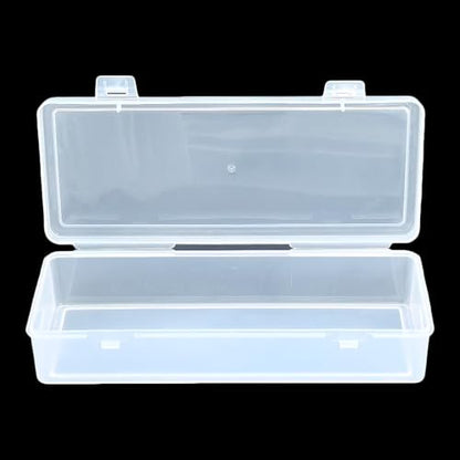 8 Pieces Rectangular Empty Mini Clear Plastic Organizer Box | 6.5 x 2.56 x 1.38 Inch, Hinged Lids, For Small Items, Craft Projects - size: 165 x 65 x 35 mm