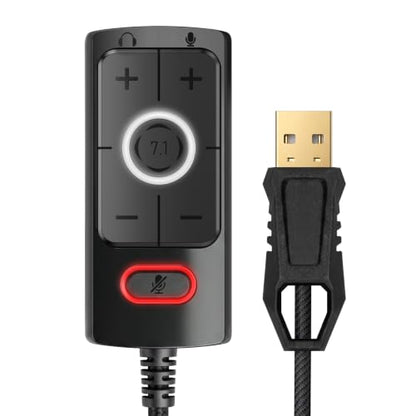 1Mii S03 USB Sound Card, 7.1 Virtual Surround Sound Gaming Audio Adapter, Plug & Play USB to 3.5mm Headphone and Microphone Jack with Volume Control, Mic Mute, for PC, Laptop and Gaming Devices