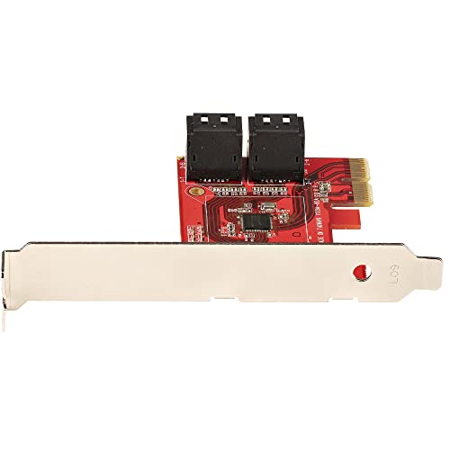 StarTech 4-Port SATA III 6Gbps PCIe Card, Non-RAID (4P6G-PCIE-SATA-CARD) | PCI Express to SATA converter, Stacked SATA connectors, X2 slot, Full/low-profile, NCQ, Port Multiplier, HDD/SSD