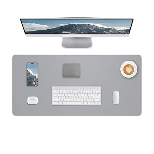 Non-Slip Leather Desk Mat, 31.5"" x 11.8" Waterproof Laptop Computer Desk Keyboard Pad, Large Mouse Pad for Office,Work, Home, Decor-Light Grey - color: Light Grey
