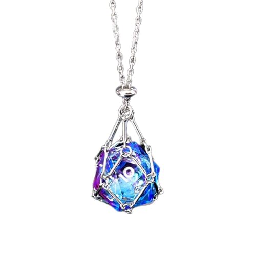 1 PC Liquid Core D20 Sliver Necklace Pendant – Sharp Edge Resin 20-Sided Dice Necklace for Dungeons & Dragons, Tabletop RPG Gift (Blue Purple d20) - color: B-Blue Purple-Sliver Necklace