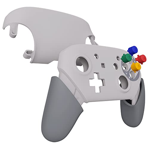 eXtremeRate SFC SNES Classic EU Style Faceplate Backplate Handles for Nintendo Switch Pro Controller, Soft Touch Replacement Grip Housing Shell Cover with Colorful ABXY Buttons for Nintendo Switch Pro - color: Classic SFC SNES EU Style