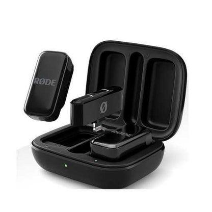 RØDE Wireless Micro — Compact Wireless Microphone for Lightning (X Through 14), Two Mics with Charging Case for Smartphone Content Creation, Black — NOT for iPhone 15+ | Two Clip-on Transmitters with Built-in Mics, Lightning Receiver, Up to 21 Hrs Battery