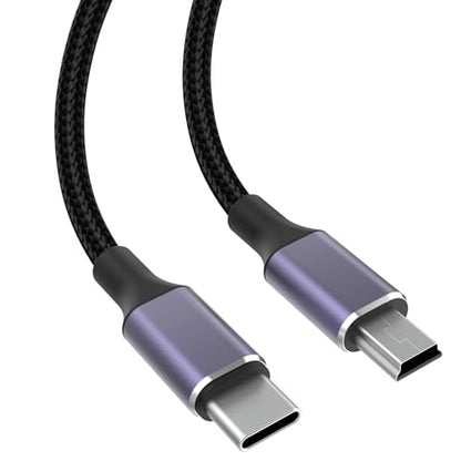 Replacement USB-C to Mini USB Charging Data Transfer Cable Cord Compatible with Canon EOS Rebel T5i T6 T6i T7i, PowerShot ELPH/Rebel/EOS Cameras , PS3 Controller, Dash Cam, for GoPro Hero 3+ 3.3FT