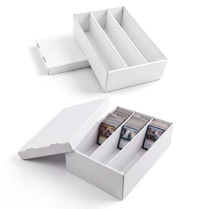 Calenzana 2400-Count Trading Cardboard Card Storage Boxes 2 Pack, 3 Row White Card Box with 24 Dividers, MTG, TCG Card Organizer - size: 3 Row-2 Pack