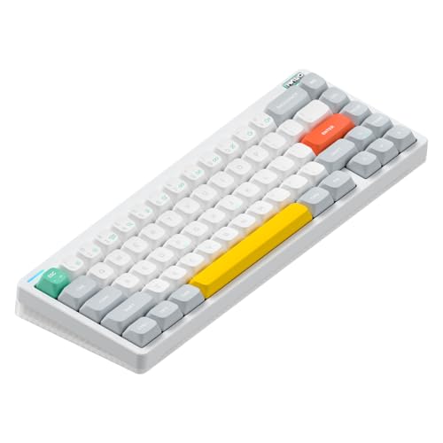 nuphy Halo65 V2 Wireless Mechanical Keyboard with PBT Keycaps, 65% Hot Swappable Custom Gaming Keyboard Compatible with QMK/VIA, RGB Backlit, Gasket Structure, BT5.0/USB-C/2.4GHz,White-Blush Switches - color: White, size: Blush Switch