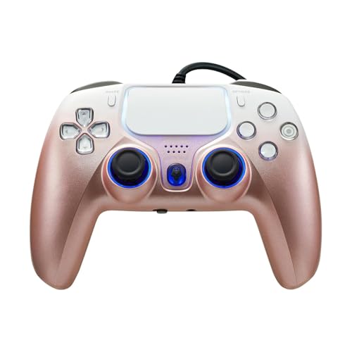 DOYO Wired PS5 Controller, Gaming Controller for PlayStation 5, PC/Steam, PS4 with Dual Vibration, Turbo, Hall Effect Trigger, 3.5mm Audio Jack, 6-Axis Motion Control Gamepad - color: Rose Gold-Wried