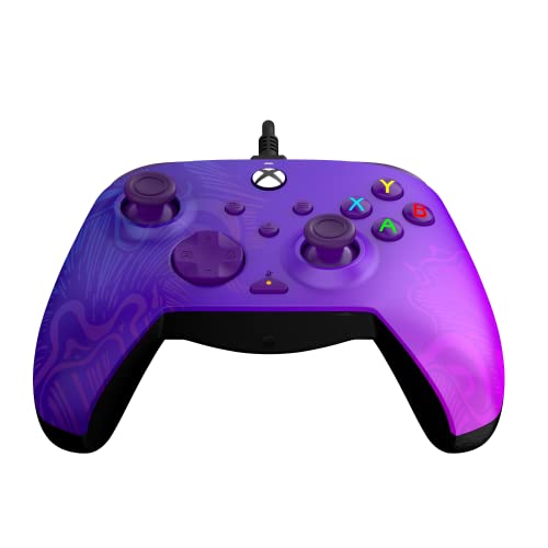 PDP Rematch Enhanced Wired Gaming Controller for Xbox Series X|S & Xbox One | Licensed for Xbox & PC, 2 Mappable Back Buttons, Adjustable Triggers, Audio Controls, Companion App, Gamepad, Purple Fade - color: Purple Fade, style: Controller