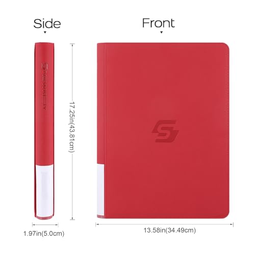 Snekdy premium 1024-pocket trading card binder, Card Albums 16 pockets, waterproof PU-leather Cover album with side loading, holds gaming, baseball (Red) - color: Red