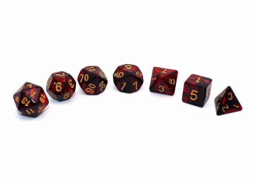 DND Dice Set Red Black RPG Dice for Dungeon and Dragons D&D MTG 7-Die Polyhedral Dice - color: Black Mixed Red