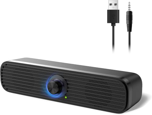 1Mii 3.5mm Computer Speakers for Desktop Laptop Tablet with Volume Control | USB Powered PC Speakers, Small External Speakers Wired, Stereo Sound with 3.5mm Audio Plug for Windows Mac Linux PC Monitor