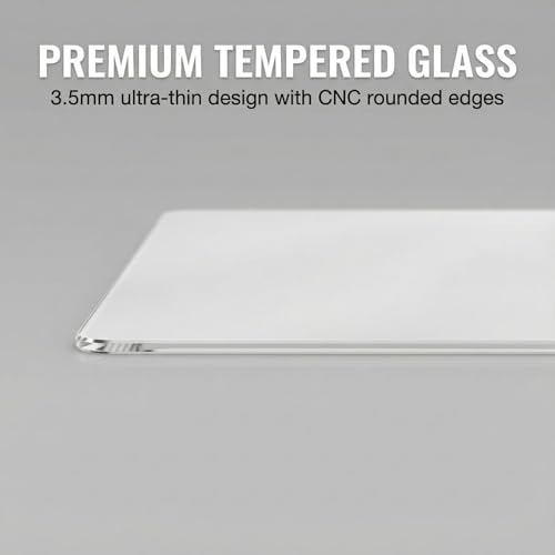 Glass Mouse Pad, 13.7x10.2 Inch Large Gaming Mousepad with Non-Slip Base, Special Glass Surface for Optimal Control, Clear Mouse Mat for Desk Computer Laptop Gamer Office Work - size: 13.7L x 10.2W inches