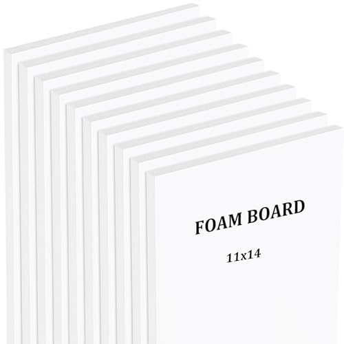 Mat Board Center, Pack of 10 11x14 Foam Board, 1/8" Thick, Lightweight White Foam Core Boards for Photo Mounting, Display and Craft - color: White, size: 11x14